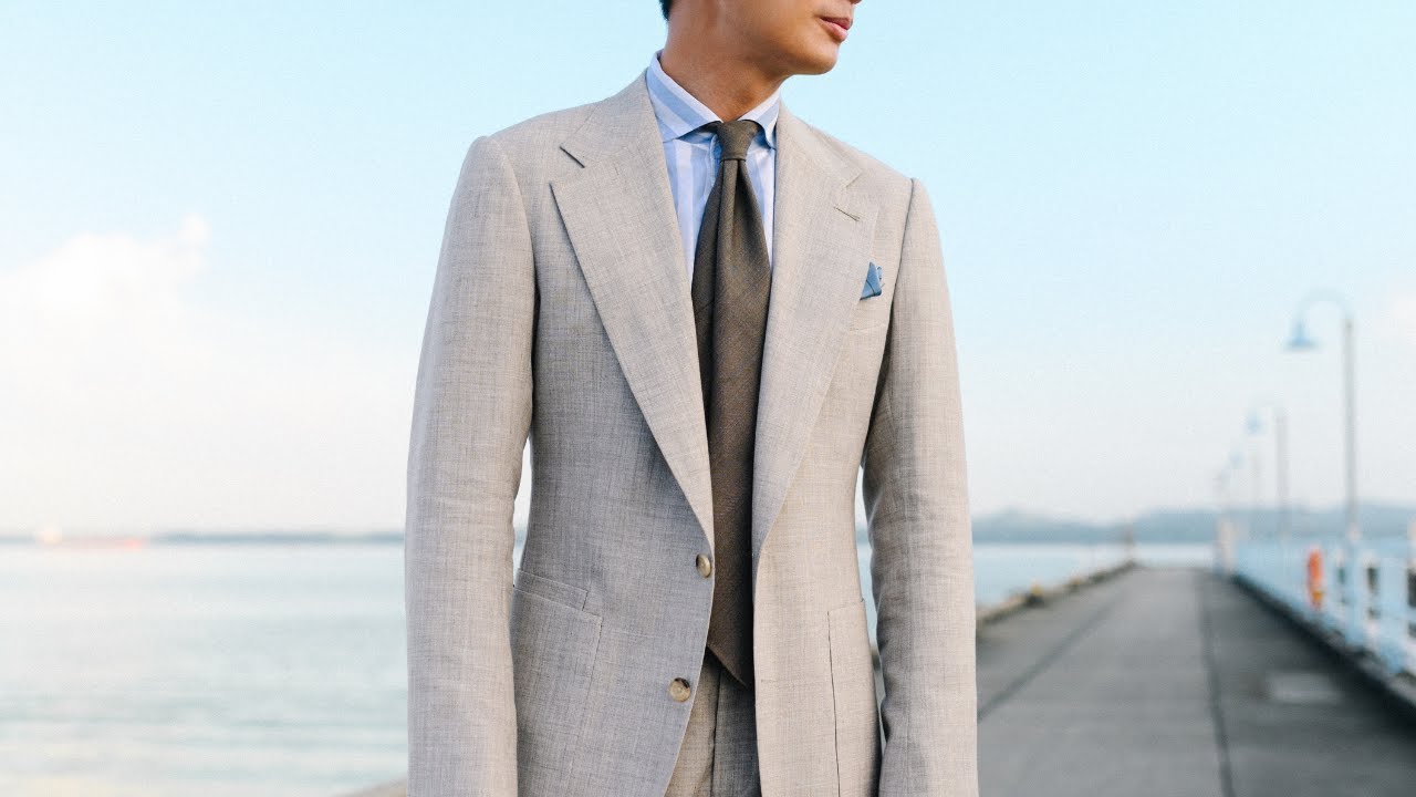 Sand Wool Silk Linen Suit by Loro Piana