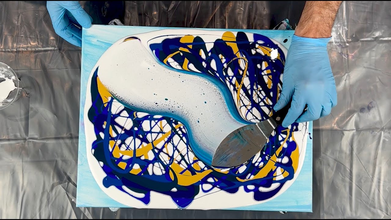 Cells in the Galaxy~Chaos Ribbon Swipe and Spin~Acrylic Paint Pouring~244