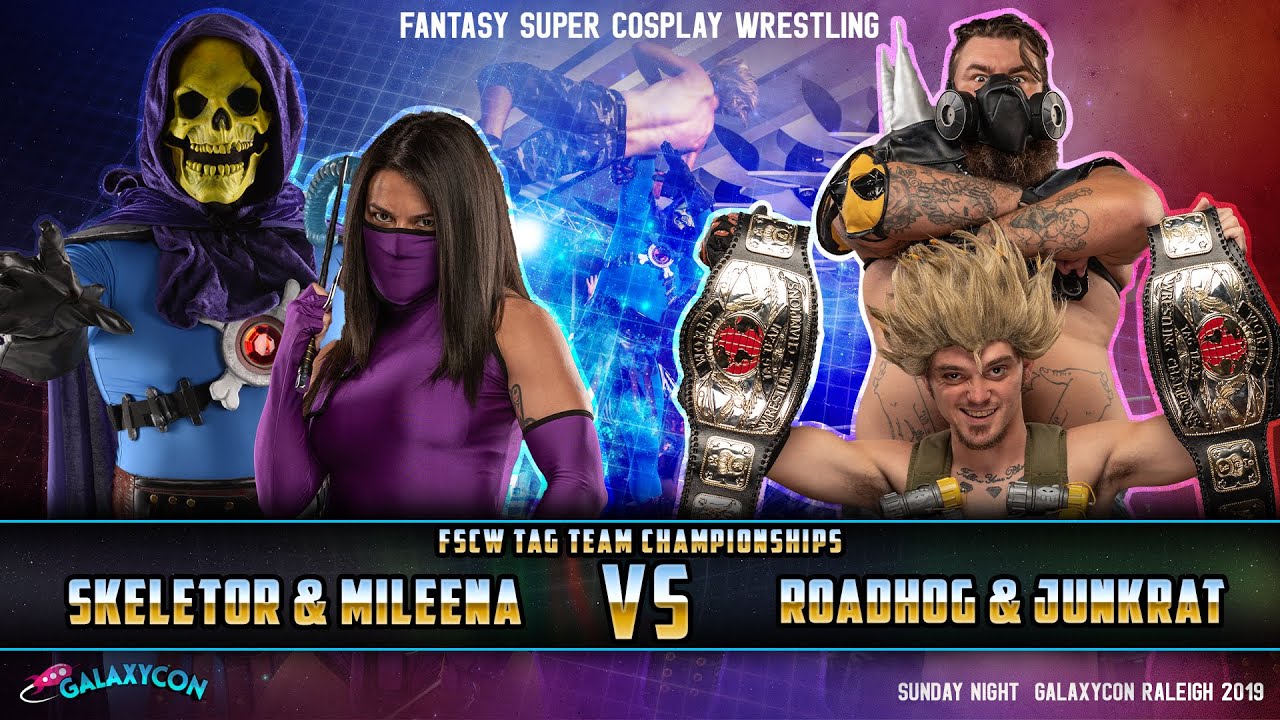 Skeletor & Mileena Vs Junkrat & Roadhog  COSPLAY WRESTLING at Galaxycon Raleigh 2019 Sunday