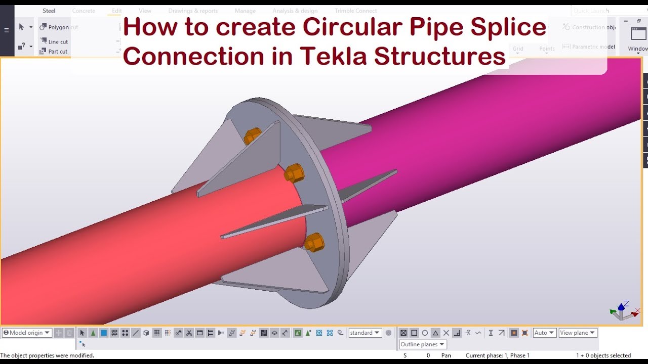 How to create Circular Pipe Splice Connection in Tekla Structures