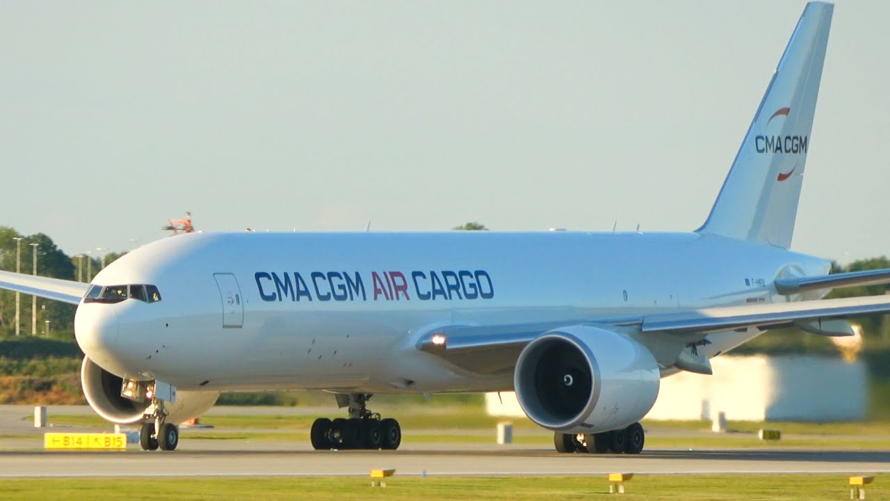 [4K] RARE! | CMA CGM Air Cargo Boeing 777-200F (F-HRMB) Departure at Munich Airport!