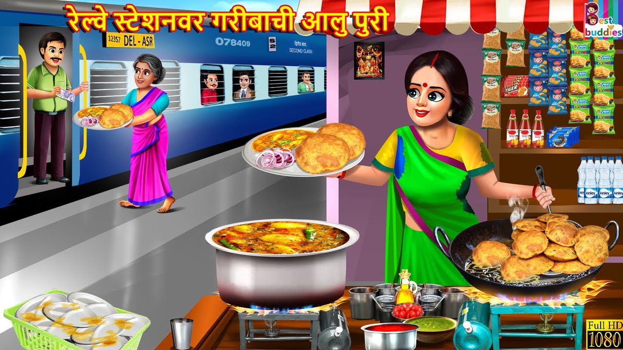रेल्वे स्टेशनवर गरीबाची आलु पुरी | Marathi Stories | Marathi Story | Marathi Video | Marathi Cartoon