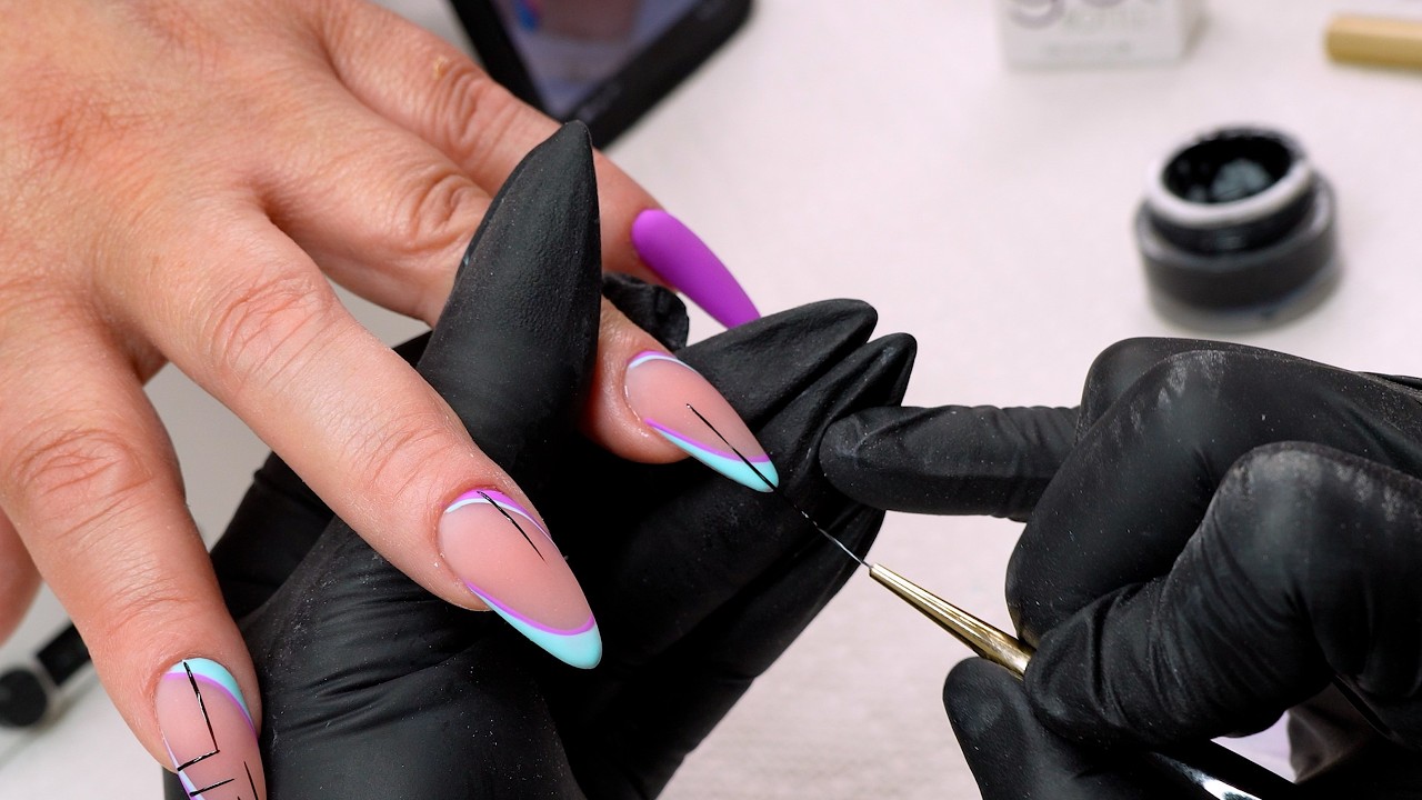 Abstract Line Nail Art | Neon Matte Nail Set | Summer 2025 | ORIGÉN Nail Art Brushes