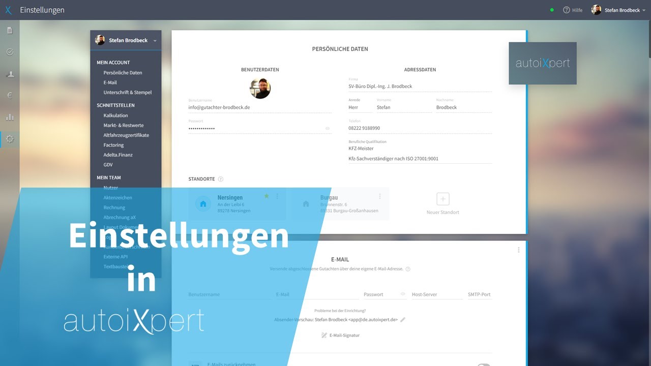 Einstellungen - autoiXpert KFZ-Gutachten Software