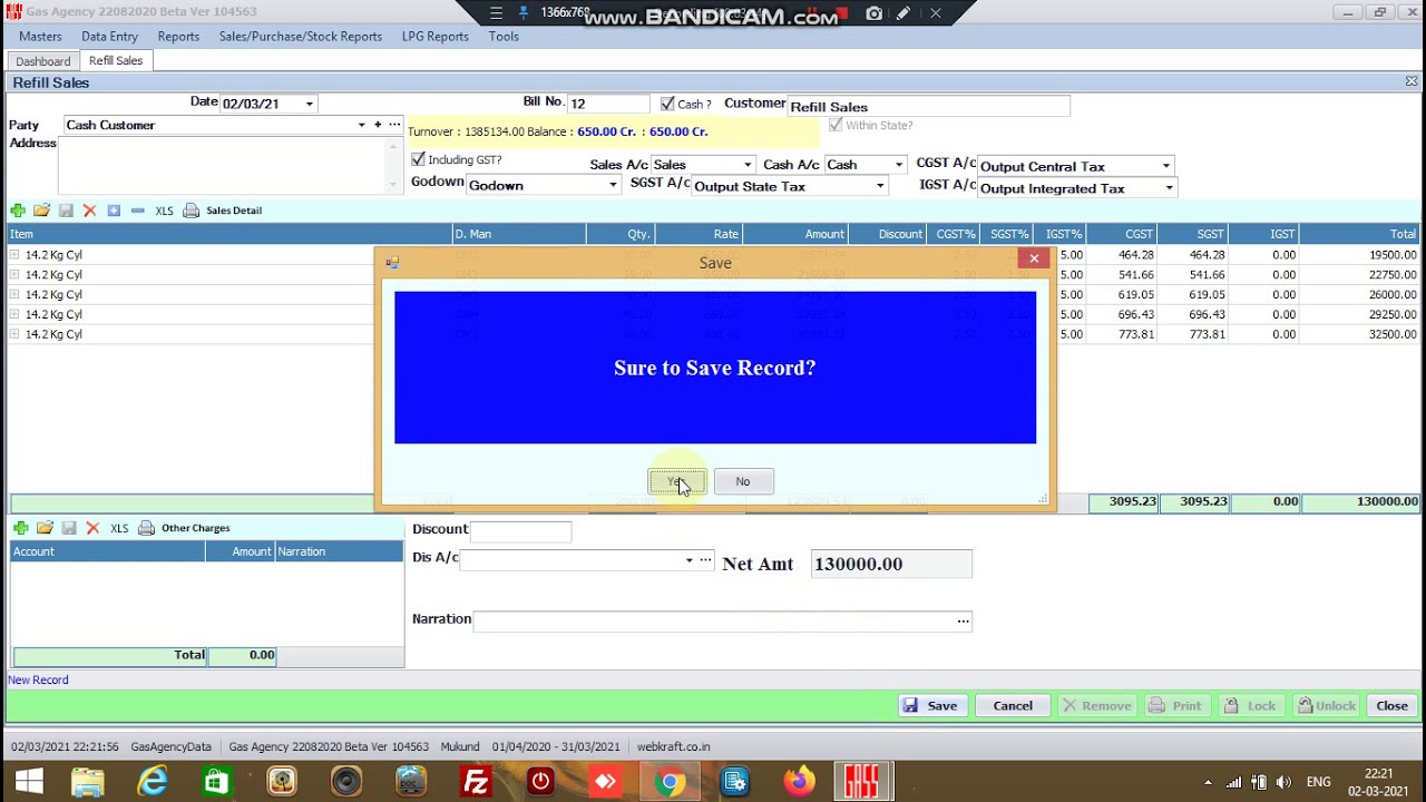 Aggregate Billing of Refill Sales With Delivery Man in Gas Agency Software for LPG Distributors