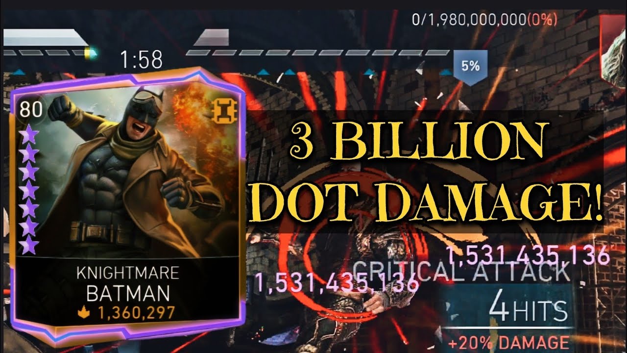 3 BILLION DoT DAMAGE!🔥 Nightmare BATMAN H7 Rise Of Krypton Solo Raid in Injustice 2 Mobile Gameplay