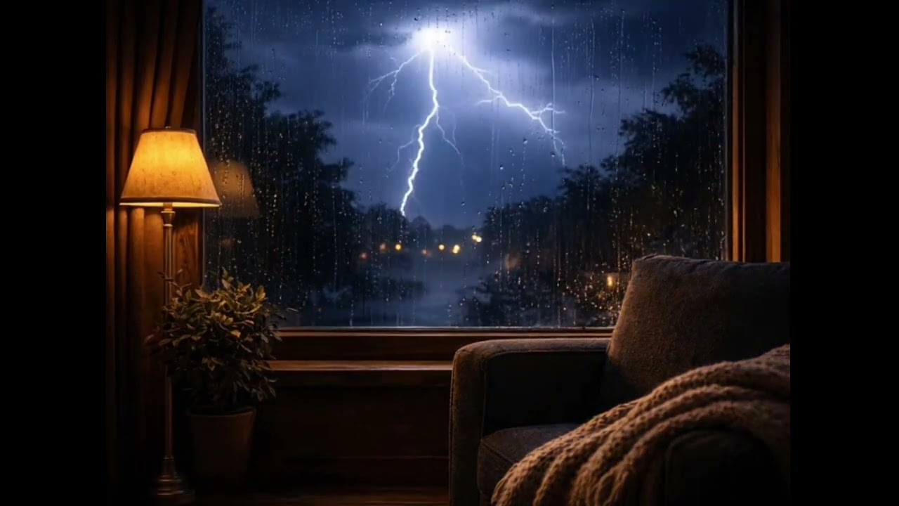 Heavy Thunderstorm With Lightning at Night ⛈️ Rain & Thunder Sounds for Deep Sleep (5Hours)