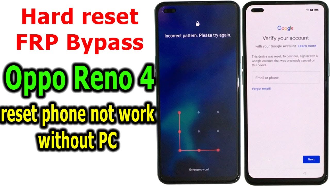 Oppo Reno 4 Android 12 How to Hard reset/FRP Bypass/Google Account Lock without PC