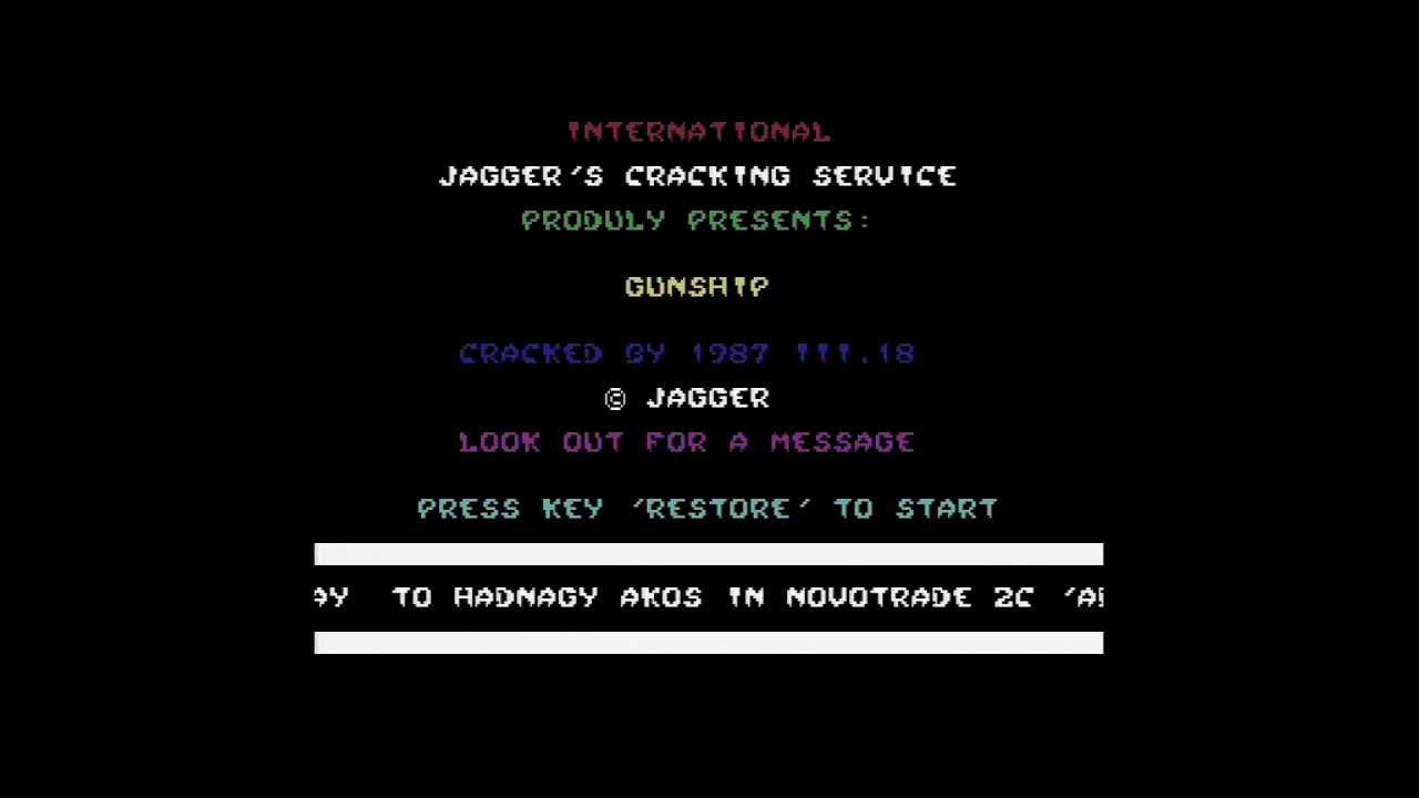 Jagger's Cracking service intro - Gunship C64