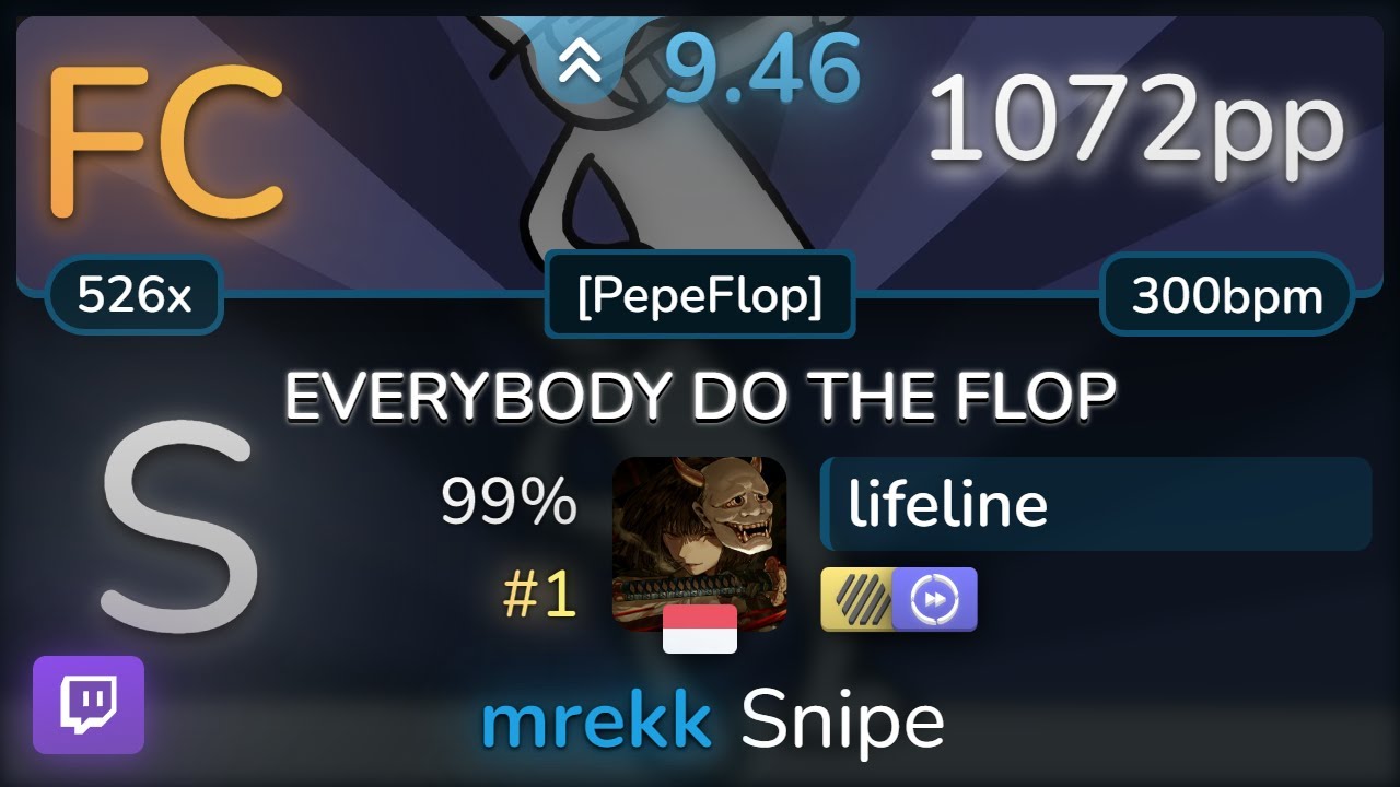 🔴 9.5⭐ lifeline | LilDeuceDeuce - EVERYBODY DO THE FLOP [PepeFlop] +HDDT 99% (#1 1072pp FC) - osu!