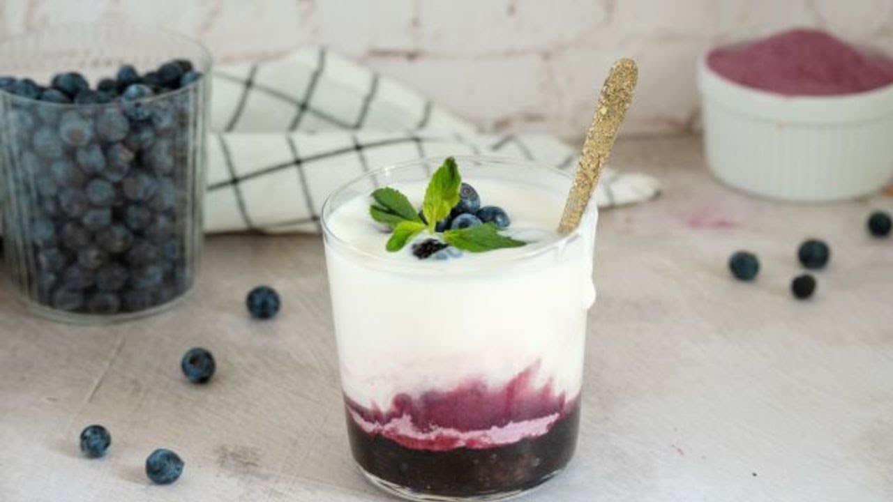 Ombr&eacute; Yogurt Parfait with Beviva Purple Sweet Potato Powder