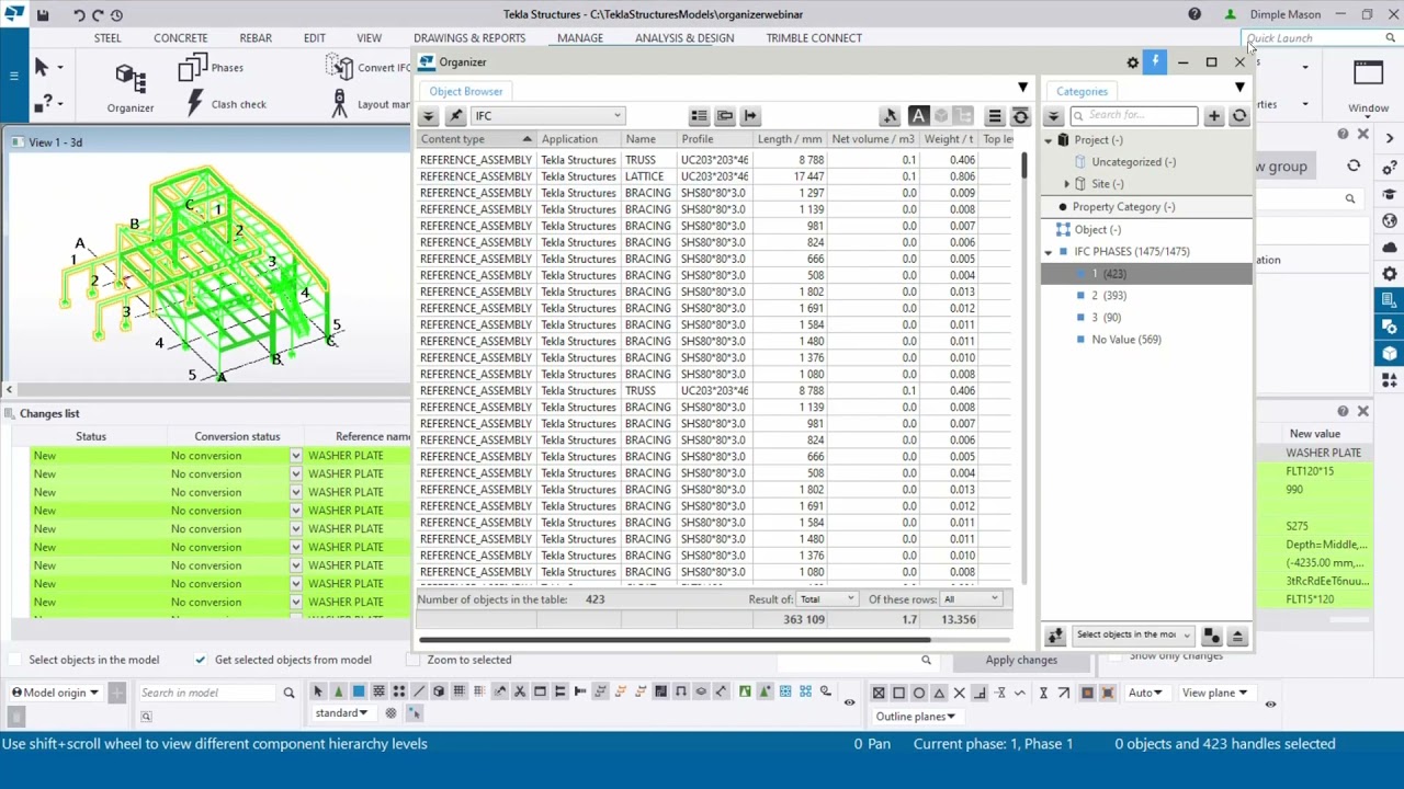 [Tekla Structures 2021] Utilising the Organizer