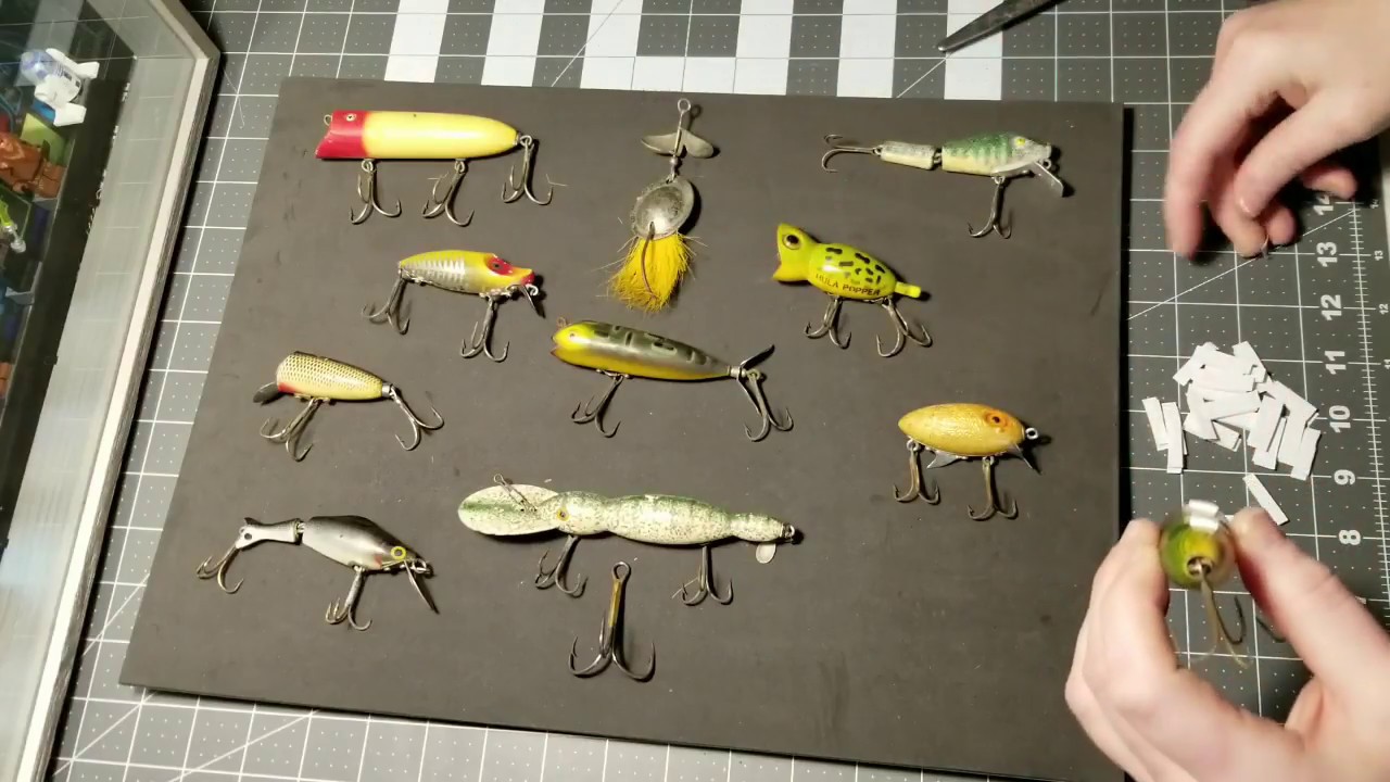 Creating a shadow box display for vintage fishing lures