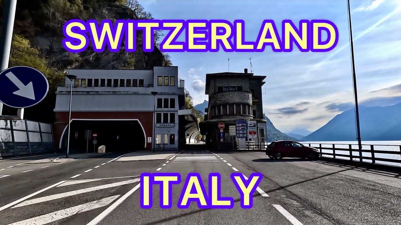 Driving from Swiss to Italy-Crossing the border from Switzerland to Italy ( GANDRIA TO PORLEZZA )