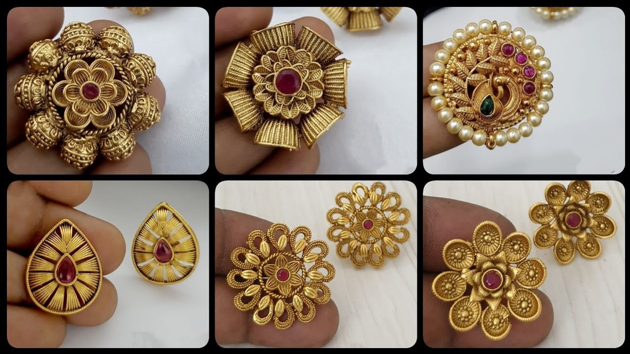 new designs gold Big earrings collection//with weight.
