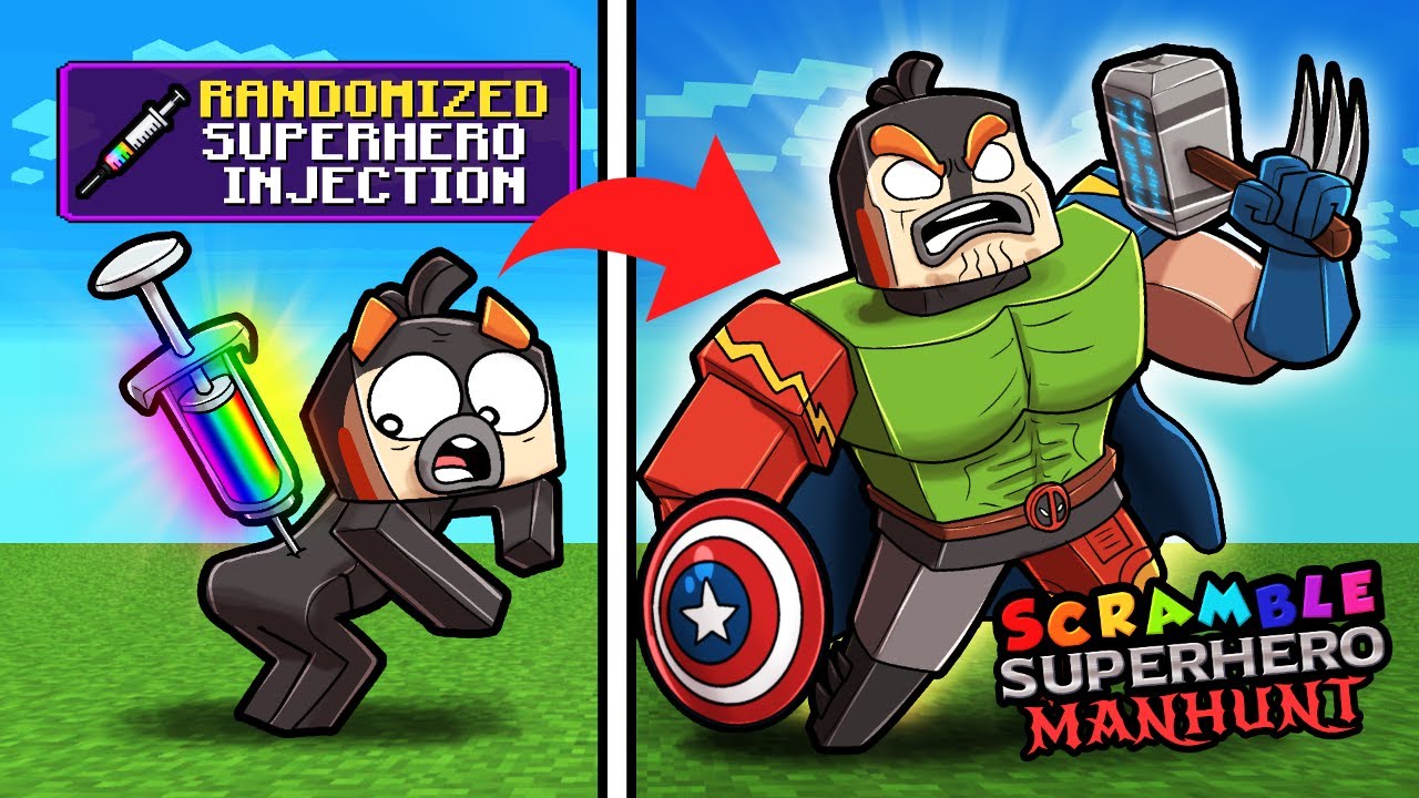 Manhunt SUPERHERO Randomizer! (Speedrunner vs 3 Hunters)