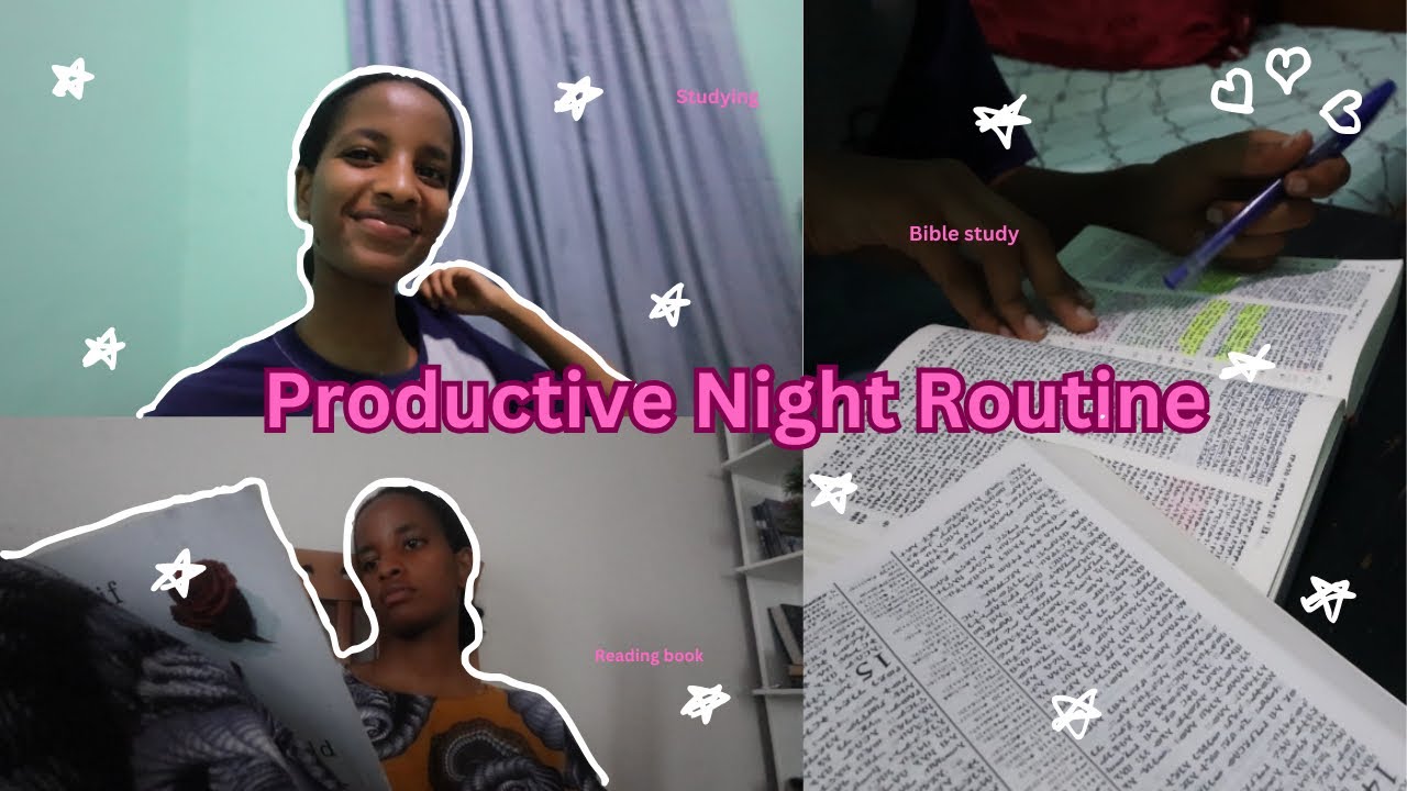 Productive Night Routine ✨📚| Studying, reading book, bible study