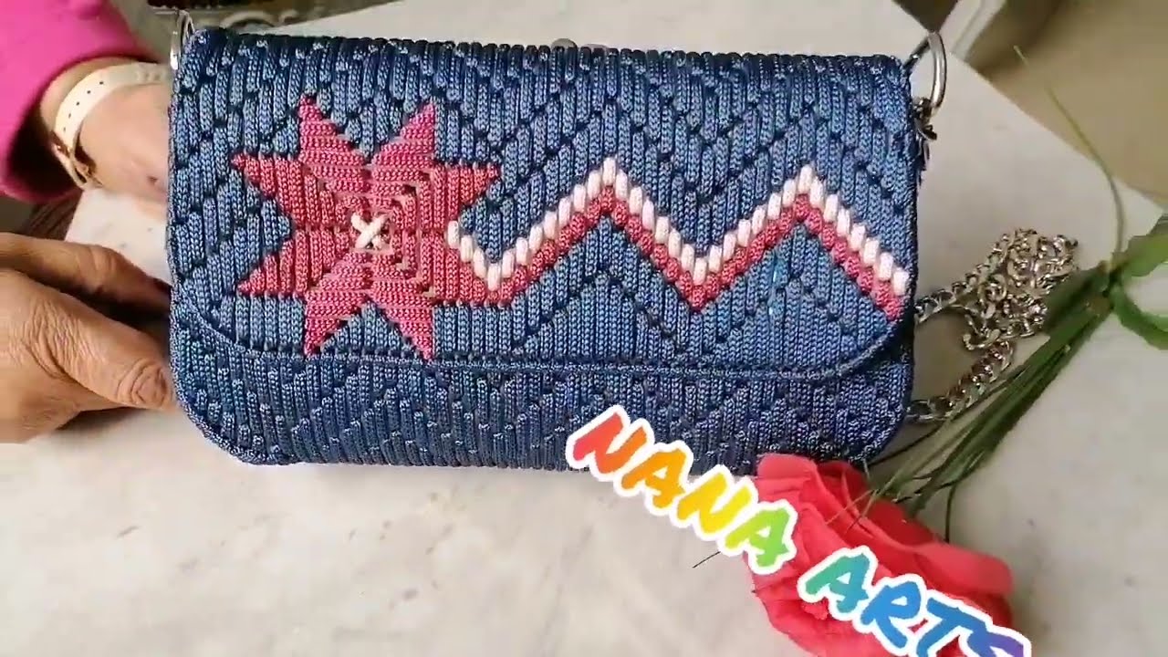 Elegant Plastic Canvas Flower Bag by NANA ARTS شنطة الوردة الأنيقة بلاستيك كنفا نانا آرتس