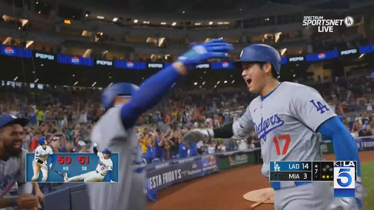 Dodgers star Shohei Ohtani makes history with 50 home runs, 50 stolen bases