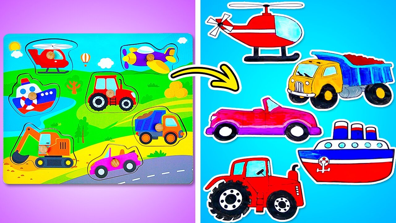 Разноцветная раскраска транспорта 🚗🎨 весёлое обучение
