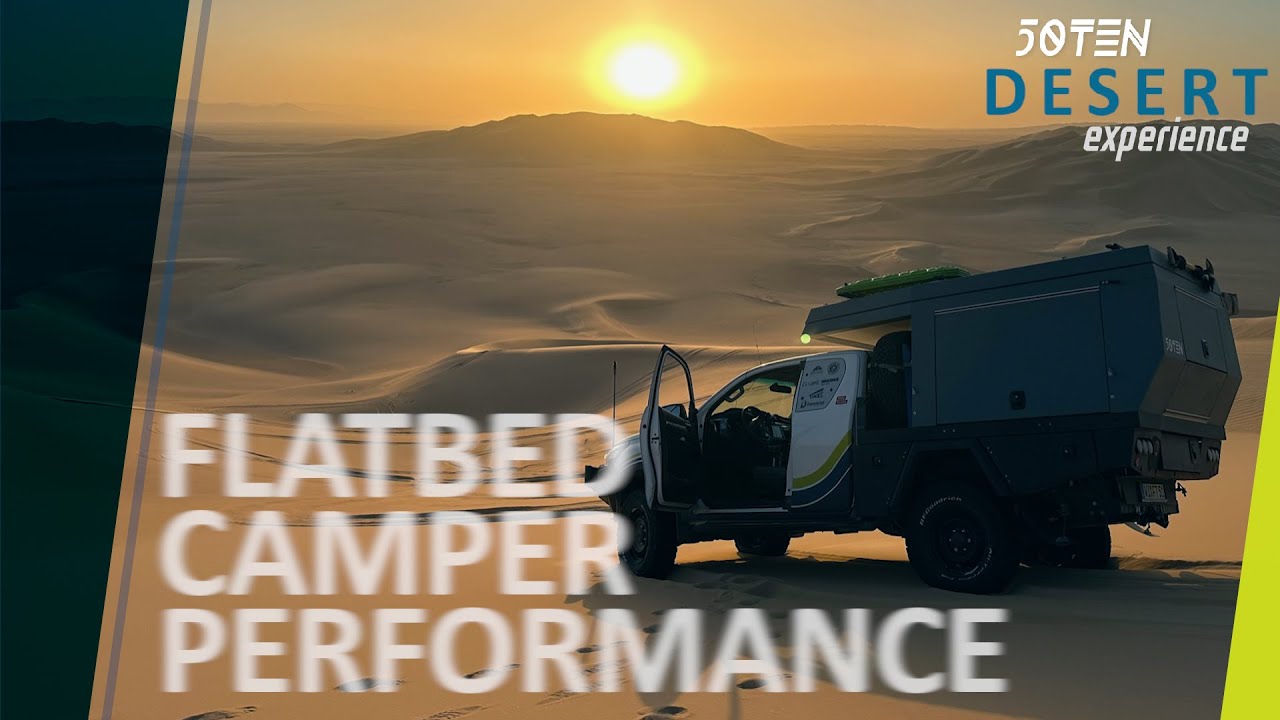 Die 50TEN Flatbed Camper Kabine auf dem Toyota Hilux in der Wüste Sahara