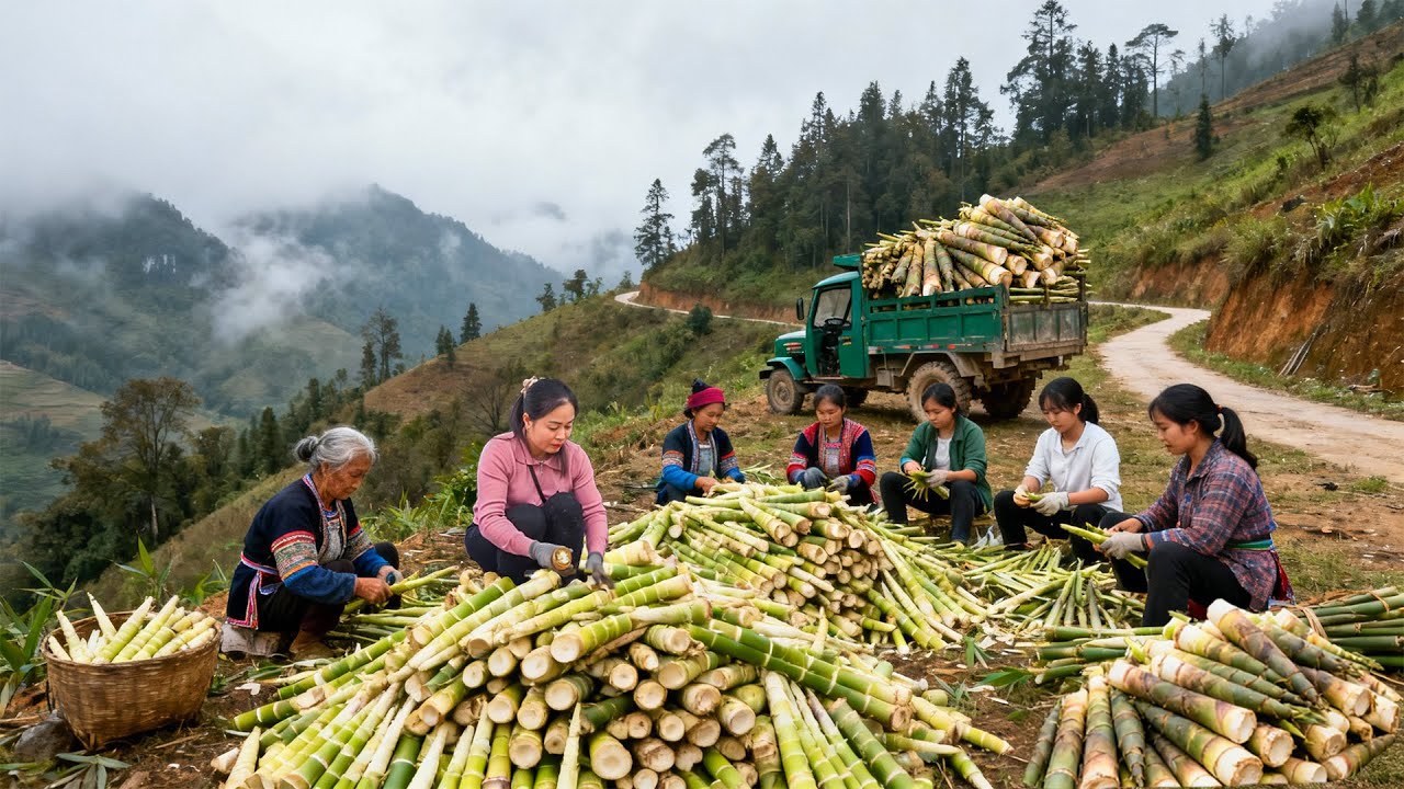 Use Truck to Buy 500+KG Fresh Wild Bamboo Shoots from Ethnic Minority Villagers | Tiểu Huệ Daily