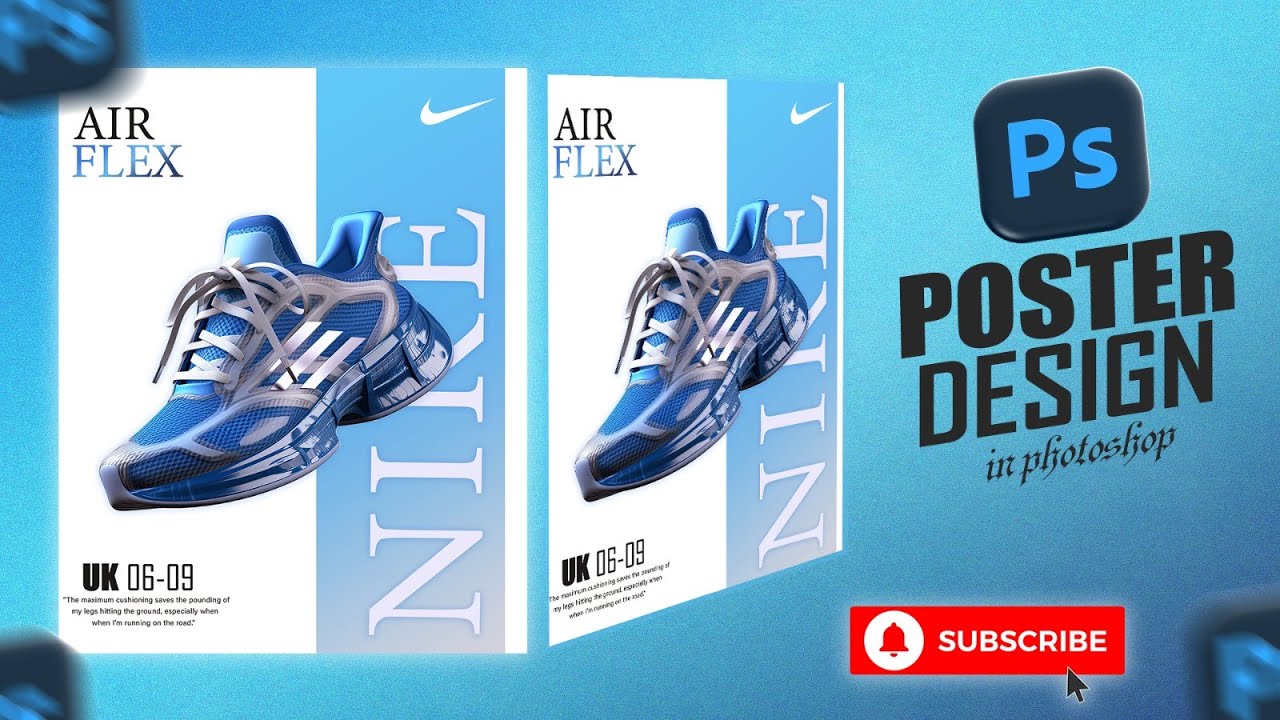 How to Make a Nike AirFlex Shoes Poster Design in Photoshop in Just 7 Mins | Graphic Design Tutorial
