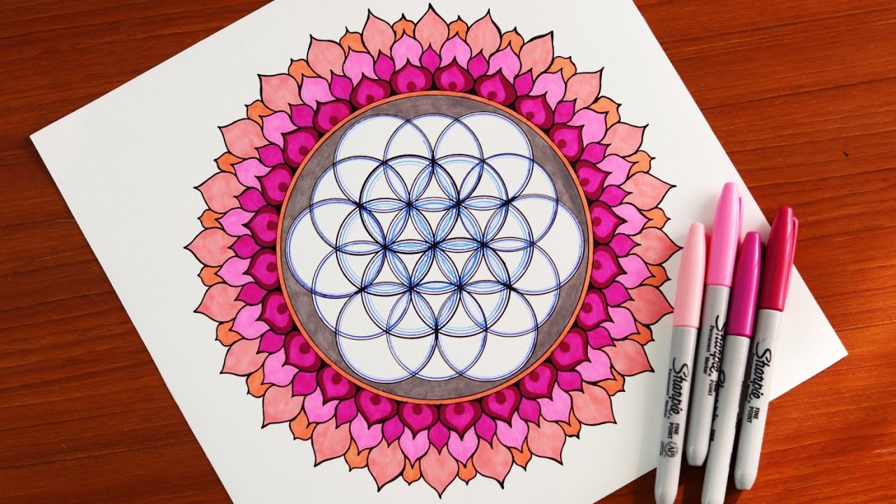 How to draw Flower of life Mandala art for beginners | Easy Mandala Tutorial