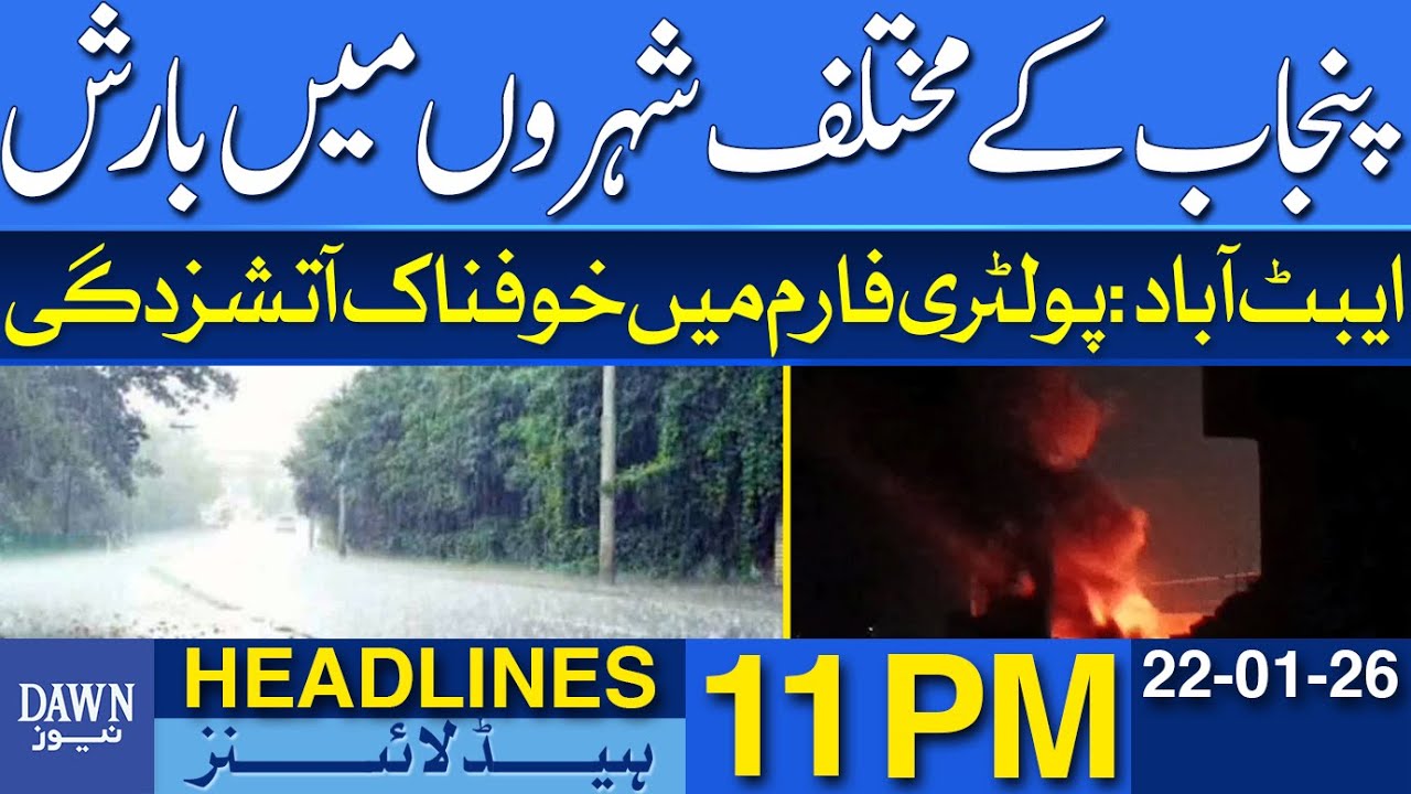 Rain in Various Cities of Punjab | Terrible Fire at Poultry Farm | Dawn News Headlines 11 PM