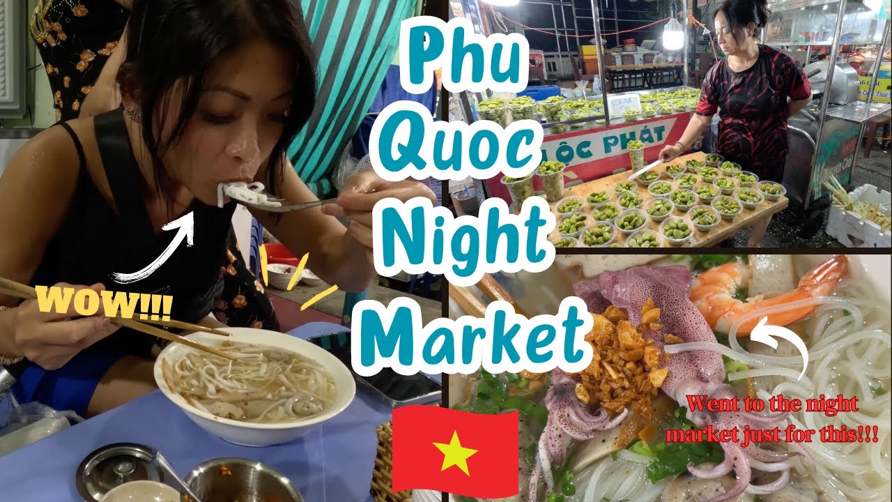 Мы специально поехали на ночной рынок Фу Куок ради этого! 🇻🇳🍜🍡