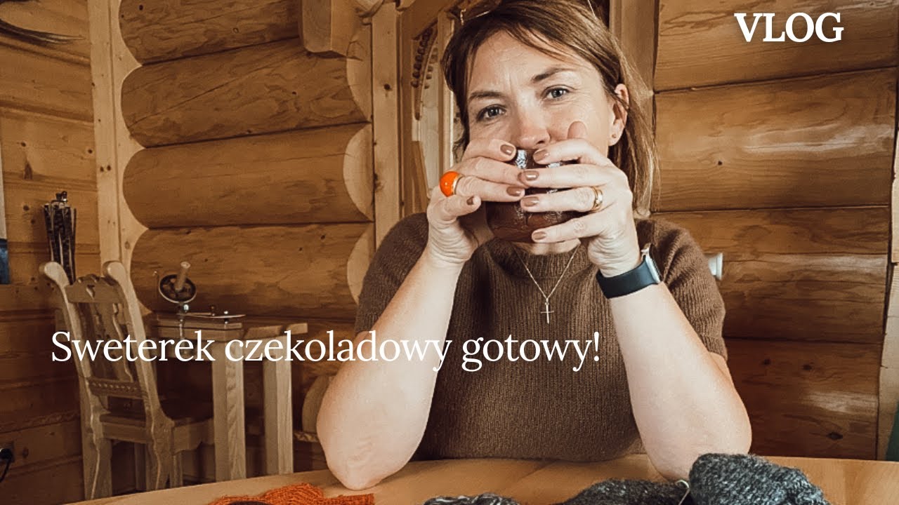 Sweterek w kolorze czekoladowym gotowy! Spotkanie dziewiarskie. 