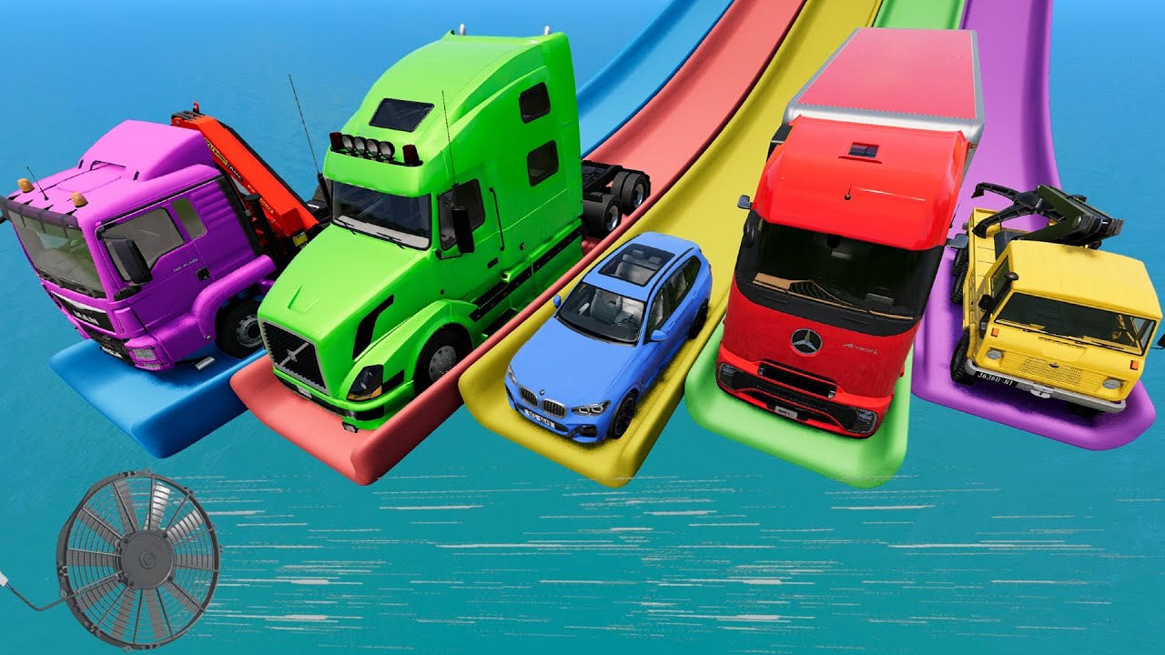 Trucks vs Strong Winds with Slide Colors & Portal Trap - BeamNG #71