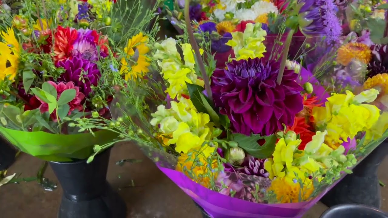 Parents Preparing Flowers for the Market
