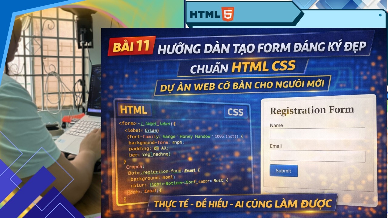 BÀI 11 👉 Hướng Dẫn Tạo Form Đăng Ký Đẹp Chuẩn HTML CSS | Dự Án Web Cơ Bản Cho Người Mới dễ hiểu