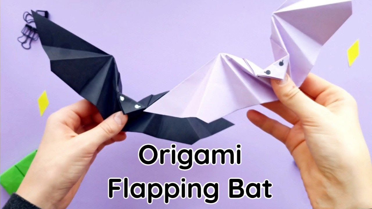 Оригами Летучая Мышь из бумаги машет крыльями | Origami Halloween | Origami Paper Flapping Bat