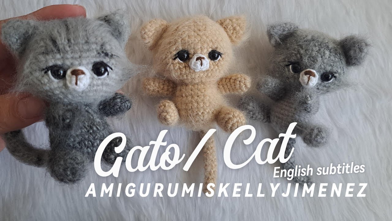 Tutorial Llavero de Gato/ Gatitos tejidos a Crochet (English subtitles) AMIGURUMI