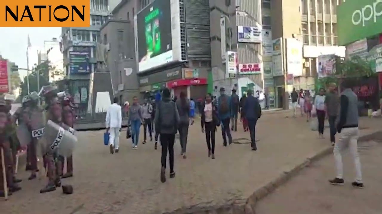 police presence at kencom CBD ready to deal with the Azimio protesters