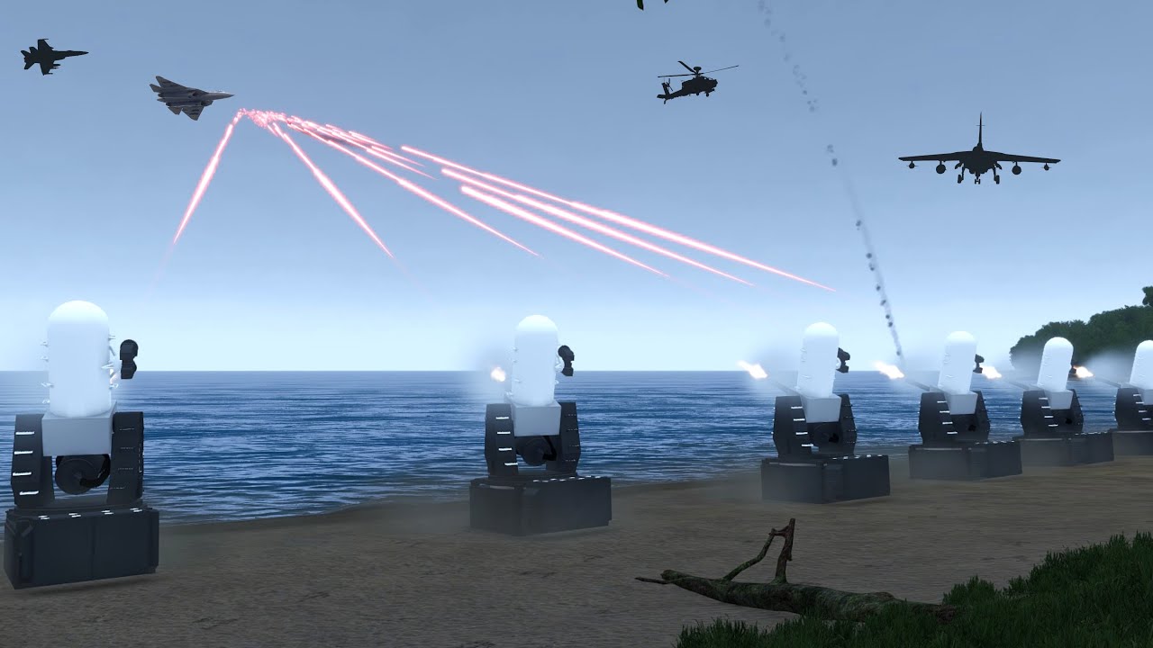 C-RAM Air Defense System Shot Down Incoming Enemy Combat Plane and Attack helicopters | ArmA 3