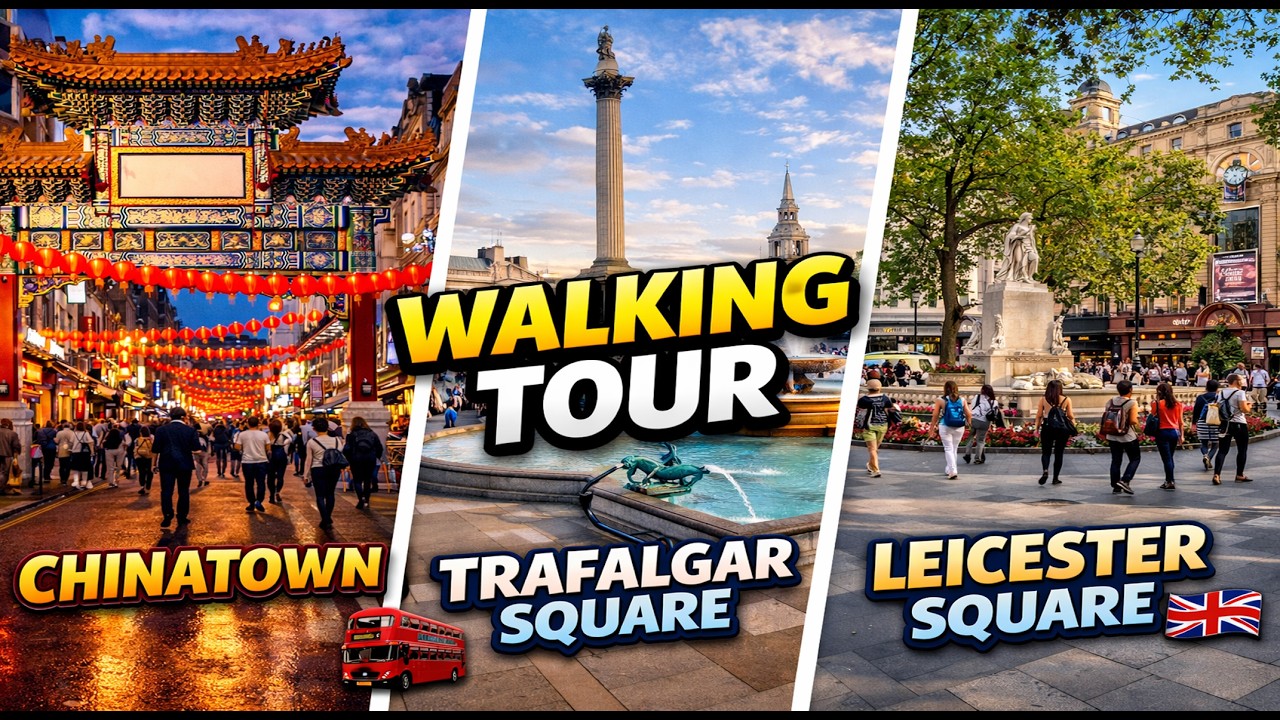 Daytime Walk in :Chinatown , Trafalgar Square and Leicester square in the heart of beautiful London