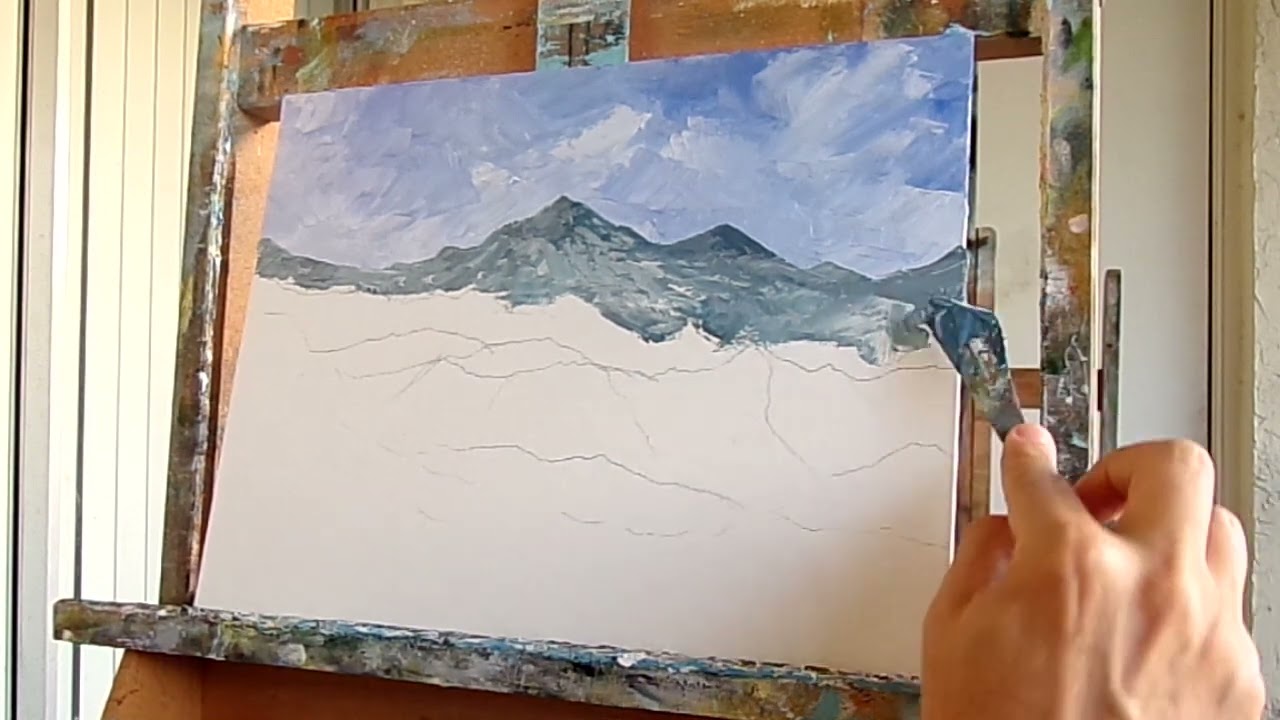 Palette Knife Painting | Mountains in the Clouds | Part 1