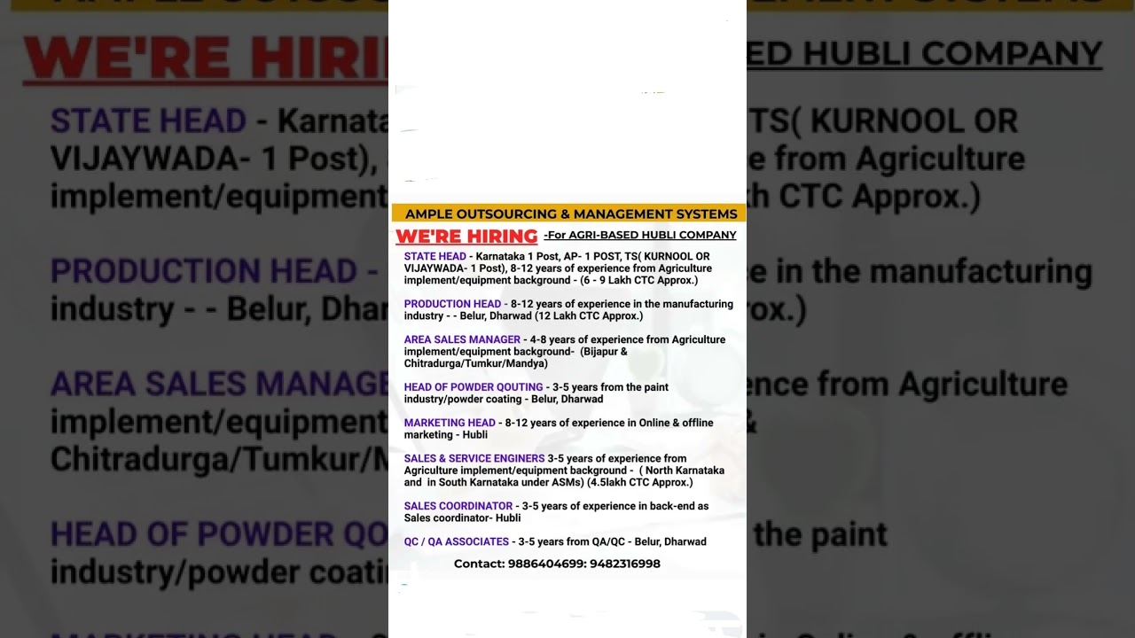 job in Hubli Dharwad vijayawada #job #jobsearch #jobs