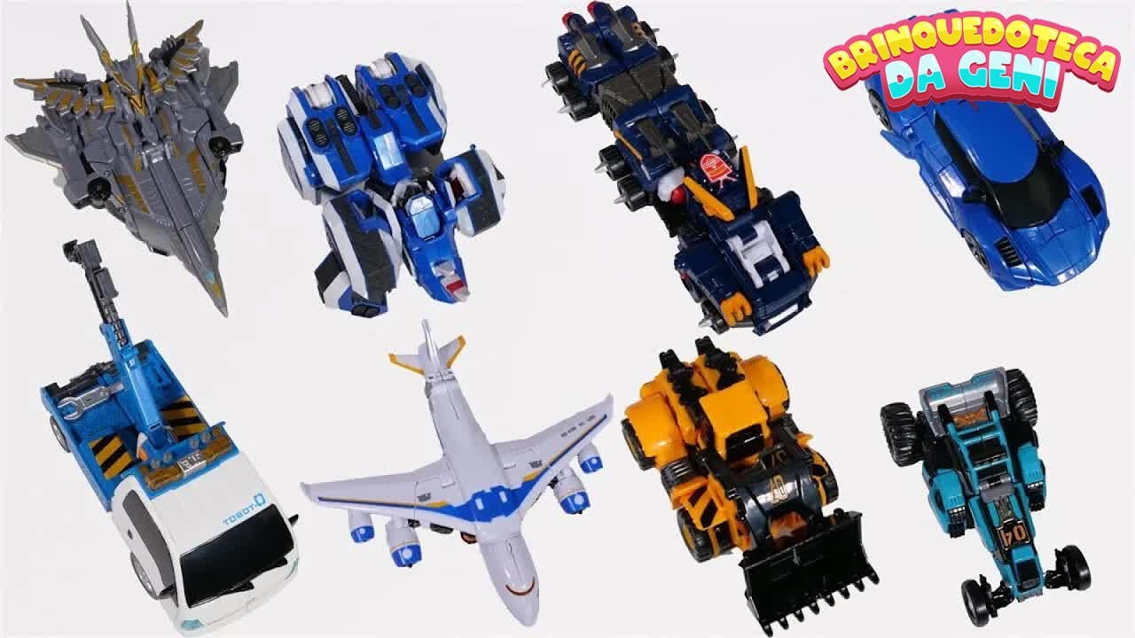 Vídeos de de robôs-brinquedos para crianças — Aprenda os nomes dos veículos com robôs transformers!