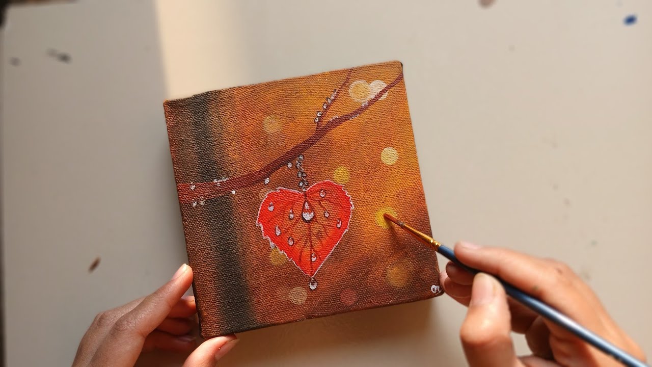 Maple Leaf acrylic painting 🍁 || Acrylic painting || scenery painting || Leaf painting  #art 