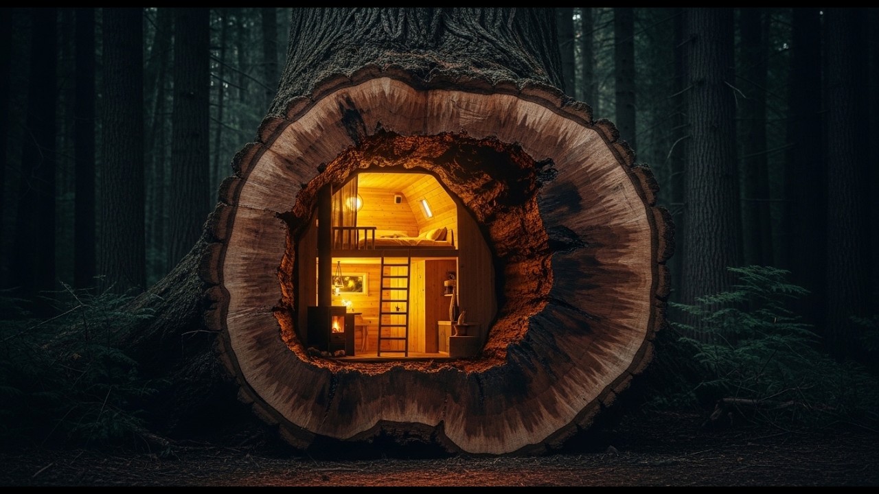 I Turned a Giant Tree Trunk Into a Hidden Modern Cabin