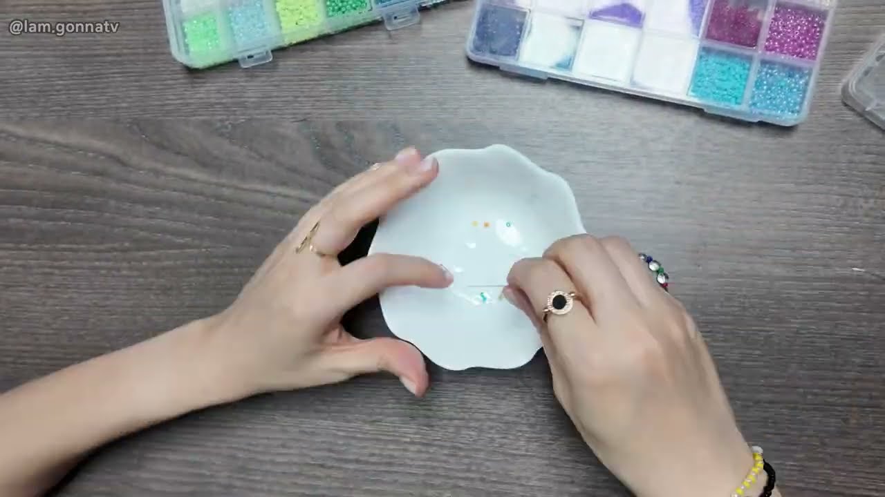 3mm 알록달록 비즈 + 6mm 투명 구슬 팔찌 만들기 💍 Colorful 3mm Bead Bracelet DIY