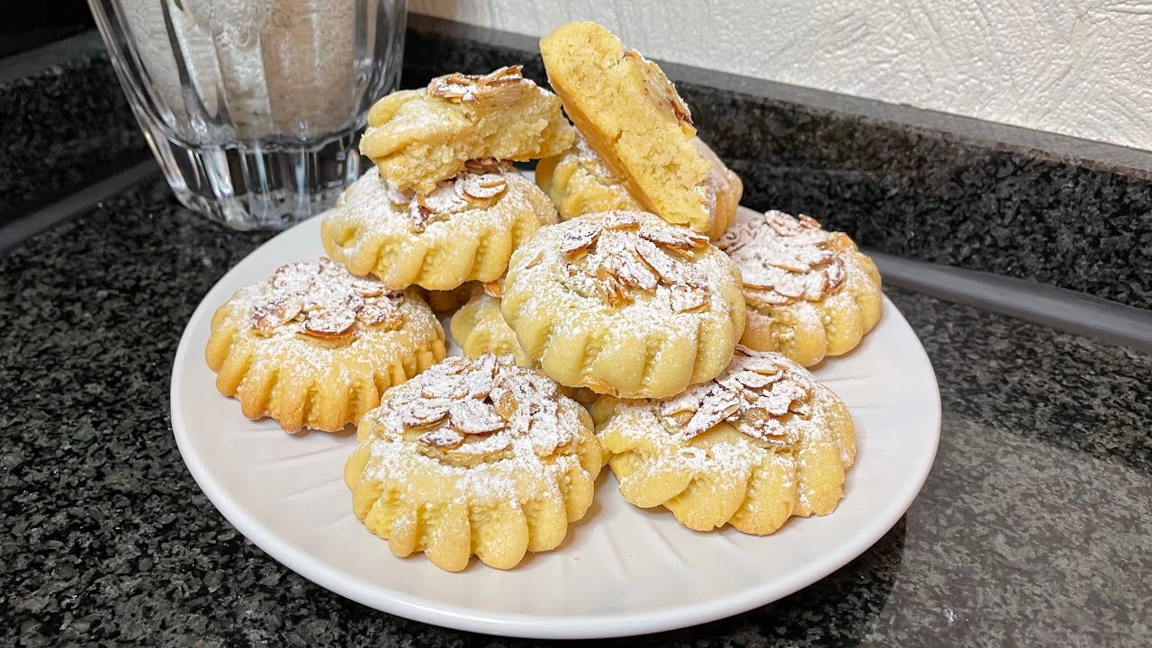 Eid Rezept Marokkanische Mandelgebäck Mandelkekse köstliche Kekse die auf der Zunge zergehen