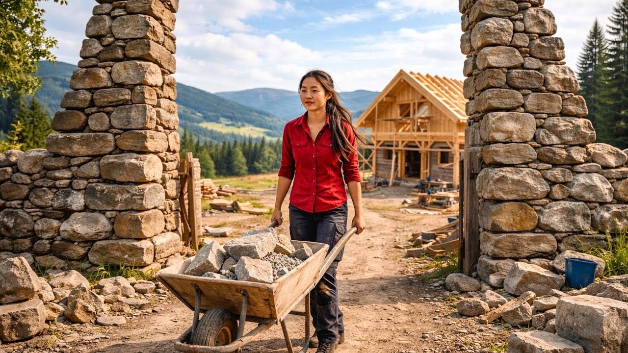 TIMELAPSE | Building a Long Stone Fence Alone: How to Masonry with Many Stones