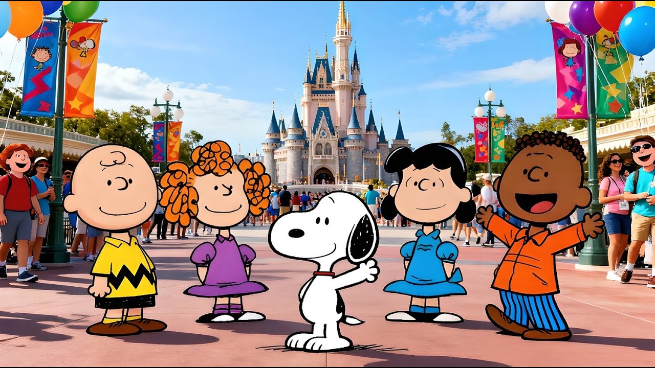 Peanuts Go to Disneyland 🏰🎷 Happy Theme Park Jazz & Magical Evening Vibes 🎇🎆