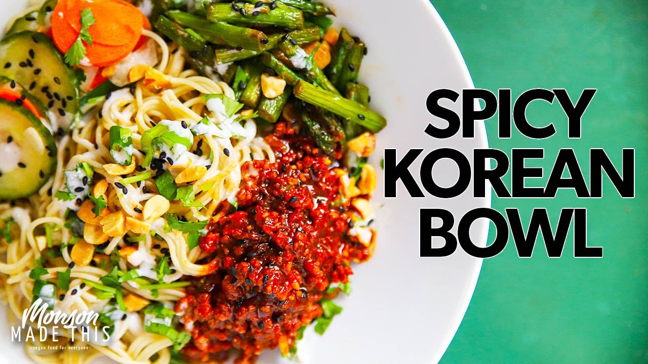 Best Ever TVP Recipe! Easy Vegan Spicy Korean Noodle Bowl with Fiery 