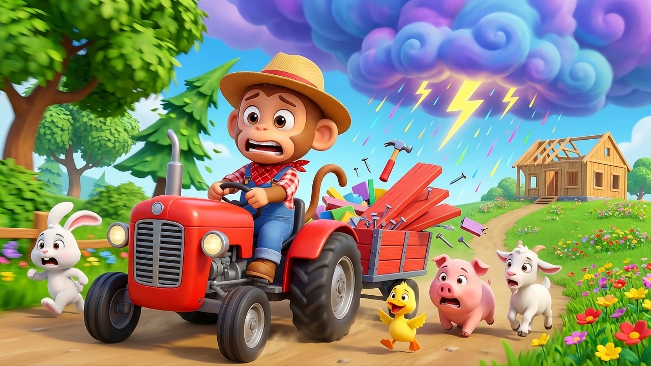 Monkey Funny | Brave Nino Builds a Giant Fence & Saves the Farm From Flood! | Monkey Cartoon